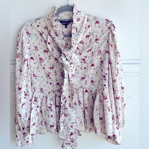 Sister Jane Star Flower Bow Blouse Ruffle Button Up Cottagecore Victorian Small